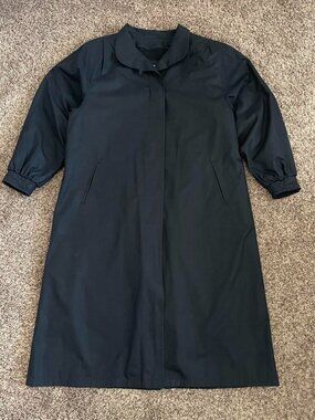 London Fog Trench Coat Black Overcoat Women's 12R